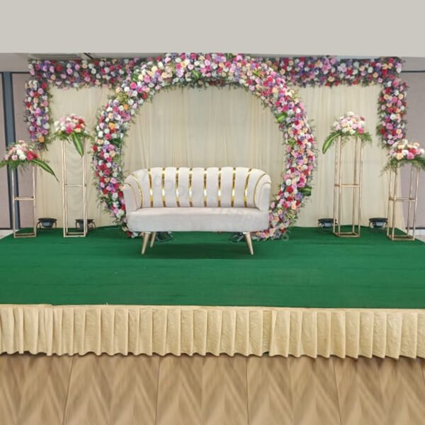 Elegant Gold-Lined White Wedding Sofa