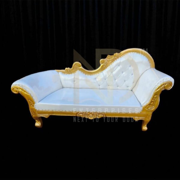 NDWCRS22 Imperial Gold & White Chaise Wedding Sofa
