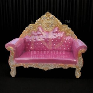Regal Pink & Gold Carved Wedding Sofa