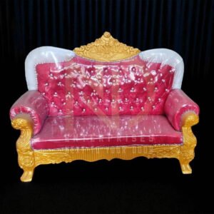 Royal Pink & Gold Tufted Wedding Sofa