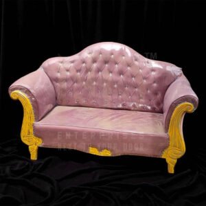 Regal Mauve & Gold Tufted Wedding Sofa