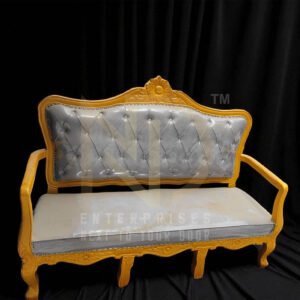 Golden Frame Silver Tufted Wedding Sofa