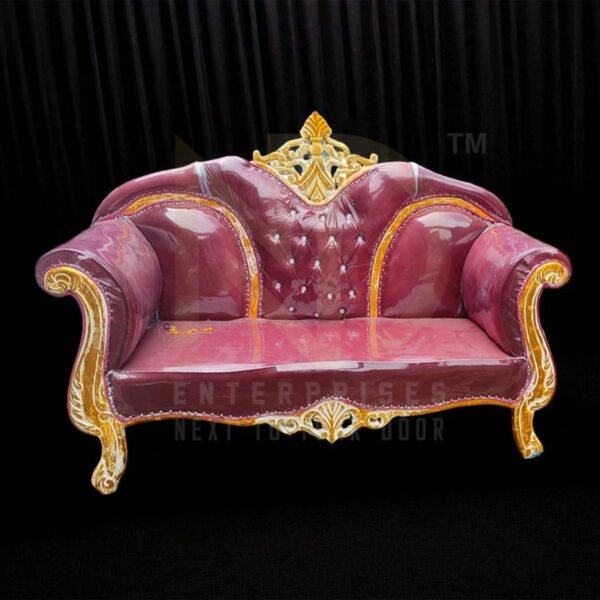 NDWCRS28 Royal Maroon Crown Wedding Sofa