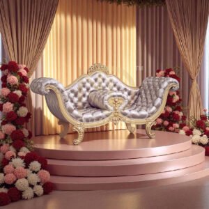 Imperial Pearl White & Gold Carved Wedding Sofa
