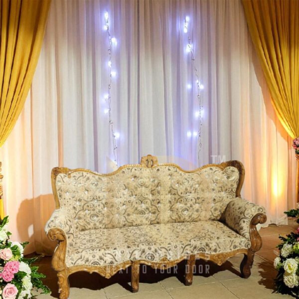 Regal Beige Floral Carved Wedding Sofa