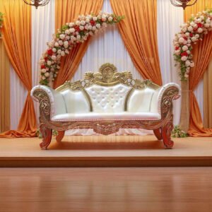NDWCRS42 Majestic Gold & White Royal Carved Wedding Sofa