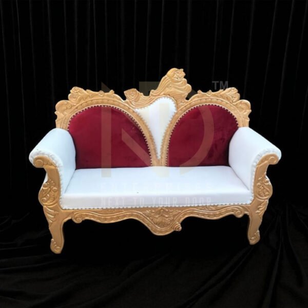 NDWCRS46 Royal Red & White Carved Wedding Sofa