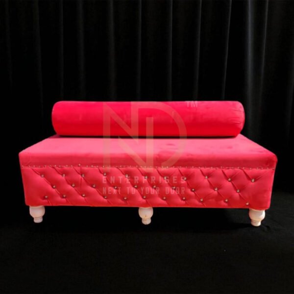 Royal Red Velvet Sofa with Cylindrical Backrest – Wedding Hall Seating