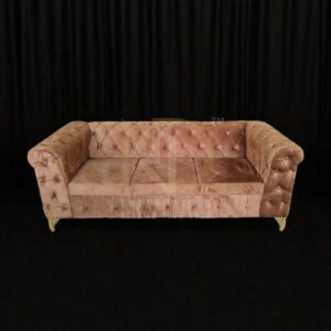 NDWCS06 Elegant Beige Velvet Tufted Sofa – Wedding Hall Seating
