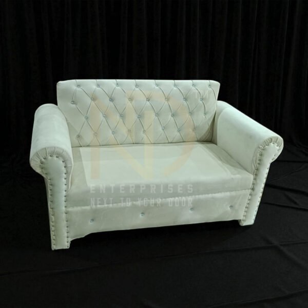 Classic White Diamond-Tufted Wedding Sofa
