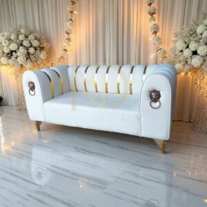 Royal White & Gold Wedding Hall Sofa