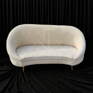 Ivory Curved Velvet Sofa