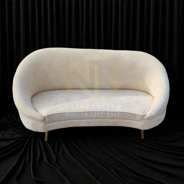 NDWCS17 Ivory Curved Velvet Sofa