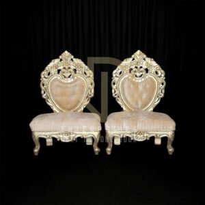 NDWVC08 Royal Heart Back Carved Vidhi Chair Set (Golden Finish)