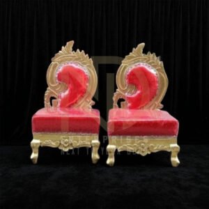 Majestic Red Velvet Golden Vidhi Chair Set